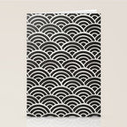 Japanese Seigaiha Wave - Black & White Palette Stationery Card Gallery Image 2