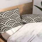Japanese Seigaiha Wave - Black & White Palette Pillow Sham Gallery Image 2