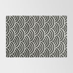 Japanese Seigaiha Wave - Black & White Palette Rug Gallery Image 2