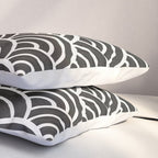 Japanese Seigaiha Wave - Black & White Palette Pillow Sham Gallery Image 3