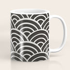 Japanese Seigaiha Wave - Black & White Palette Coffee Mug Gallery Image 1