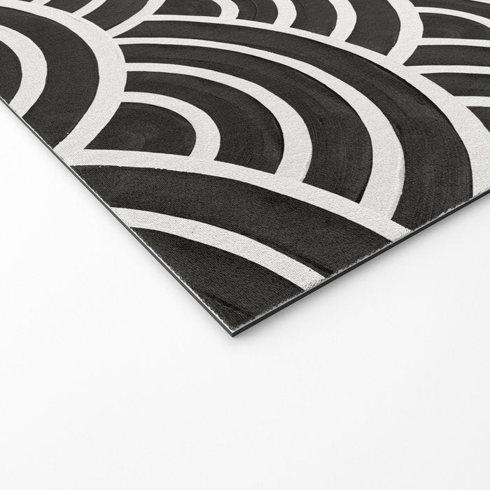 Japanese Seigaiha Wave - Black & White Palette Welcome Mat Gallery Image 2