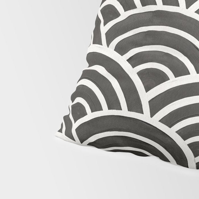 Japanese Seigaiha Wave - Black & White Palette Pillow Sham Gallery Image 4