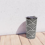 Japanese Seigaiha Wave - Black & White Palette Travel Mug Gallery Image 4