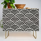 Japanese Seigaiha Wave - Black & White Palette Credenza Gallery Image 1