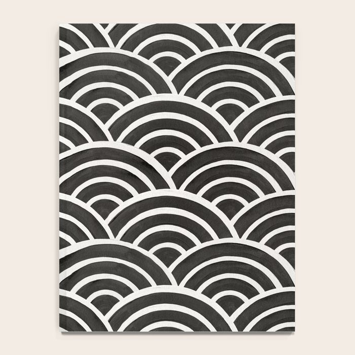 Japanese Seigaiha Wave - Black & White Palette Notebook Gallery Image 4