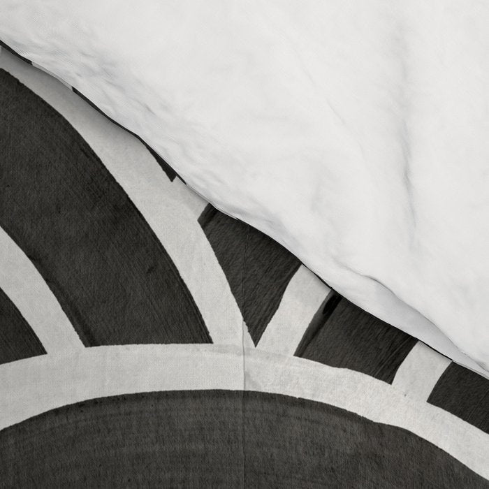 Japanese Seigaiha Wave - Black & White Palette Comforter Gallery Image 4