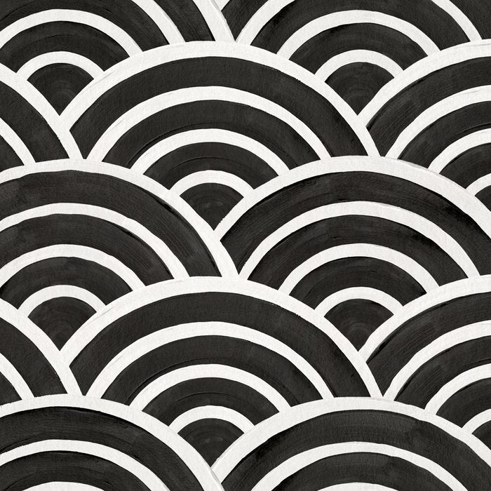 Japanese Seigaiha Wave - Black & White Palette Coffee Mug Gallery Image 2