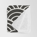 Japanese Seigaiha Wave - Black & White Palette Throw Blanket Gallery Image 3