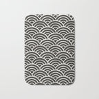 Japanese Seigaiha Wave - Black & White Palette Bath Mat Gallery Image 1