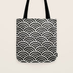 Japanese Seigaiha Wave - Black & White Palette Tote Bag Gallery Image 1