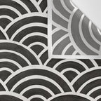 Japanese Seigaiha Wave - Black & White Palette Wall Tapestry Gallery Image 3