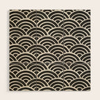 Japanese Seigaiha Wave - Black & White Palette Wood Wall Art Gallery Image 1