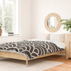 Japanese Seigaiha Wave - Black & White Palette Duvet Cover Gallery Image 2