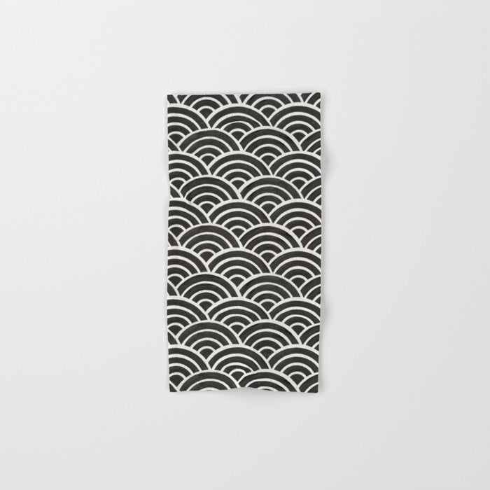Japanese Seigaiha Wave - Black & White Palette Towels Gallery Image 1