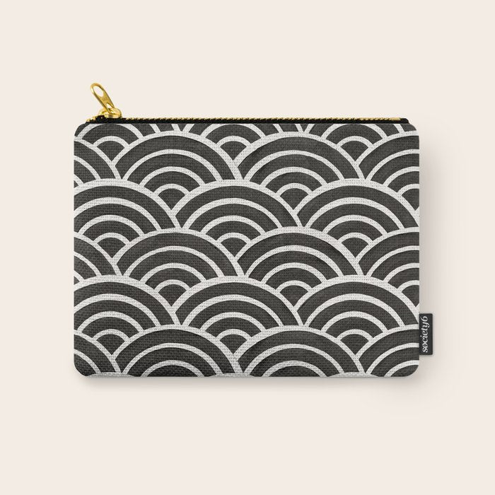 Japanese Seigaiha Wave - Black & White Palette Carry All Pouch Gallery Image 1