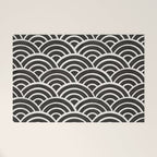 Japanese Seigaiha Wave - Black & White Palette Welcome Mat Gallery Image 1