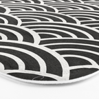 Japanese Seigaiha Wave - Black & White Palette Bath Mat Gallery Image 3
