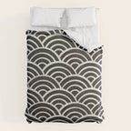 Japanese Seigaiha Wave - Black & White Palette Comforter Gallery Image 6