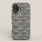 Japanese Seigaiha Wave - Black & White Palette iPhone Case Gallery Image 1