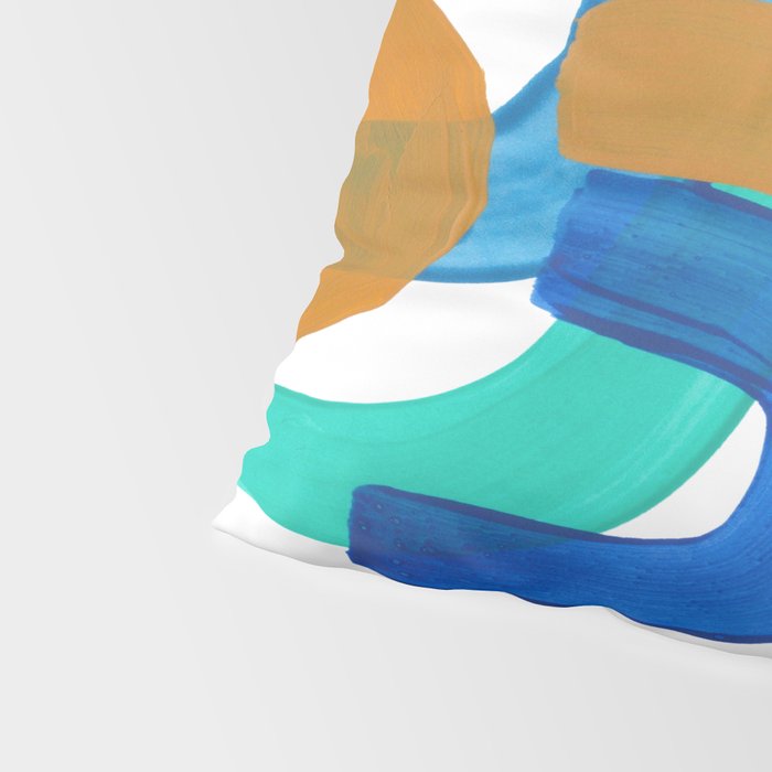 Minimalist Abstract Mid Century Modern Colorful Shapes Marine Green Teal Blue Yellow Pattern Pillow Sham Gallery Image 4