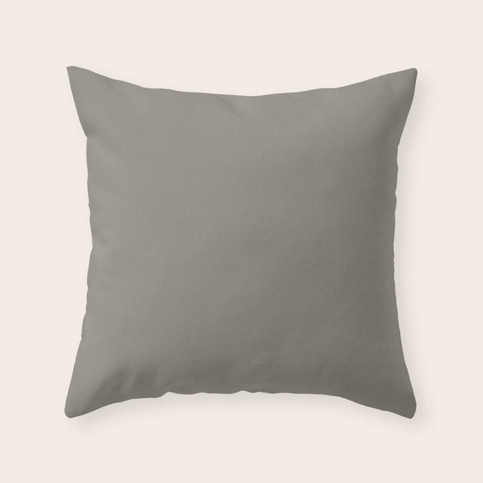 Neutral Taupe Grey II Solid Color Throw Pillow Gallery Image 1