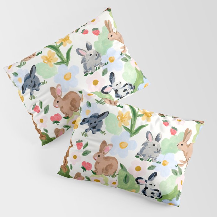 Rabbits and Strawberries Pillow Sham Gallery Image 3