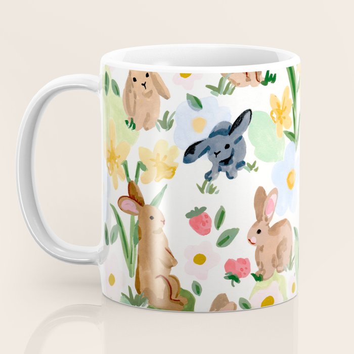Rabbits and Strawberries Coffee Mug Gallery Image 3