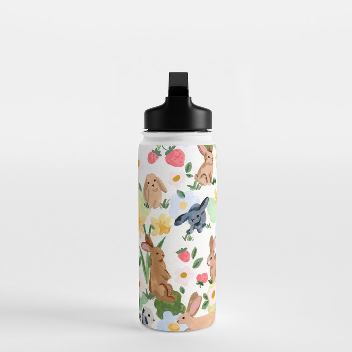 Rabbits and Strawberries Water Bottle Gallery Image 3