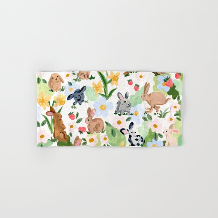 Rabbits and Strawberries Bath Towel Gallery Image 1