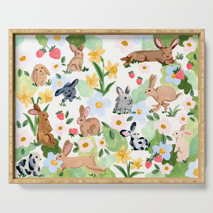 Rabbits and Strawberries Serving Tray Gallery Image 1