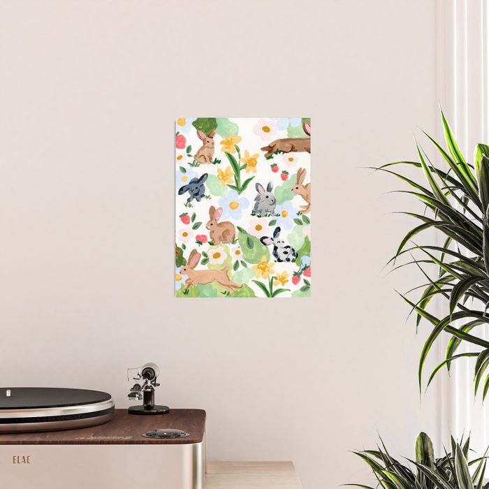 Rabbits and Strawberries Poster Gallery Image 2