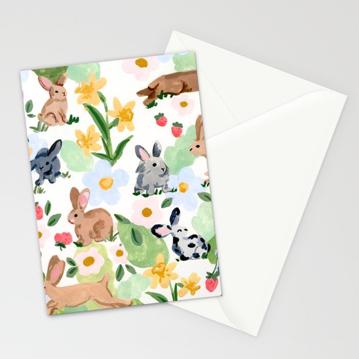 Rabbits and Strawberries Stationery Card Gallery Image 2