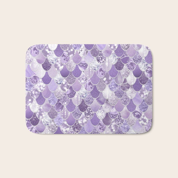 Mermaid Scales, Aesthetic Purple Bath Mat Gallery Image 1