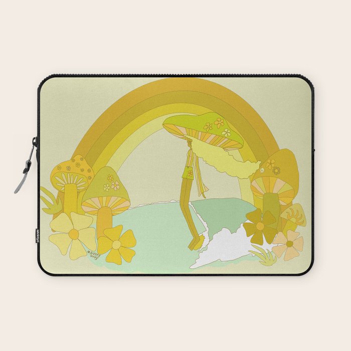 Mushy mushroom longboard surf retro floral daydreams by surfy birdy Laptop Sleeve Gallery Image 1