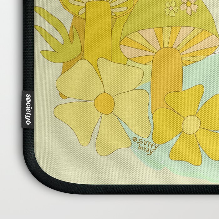 Mushy mushroom longboard surf retro floral daydreams by surfy birdy Laptop Sleeve Gallery Image 3