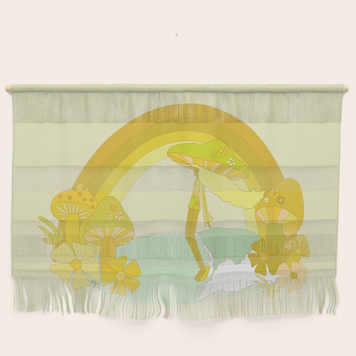 Mushy mushroom longboard surf retro floral daydreams by surfy birdy Wall Hanging Gallery Image 1