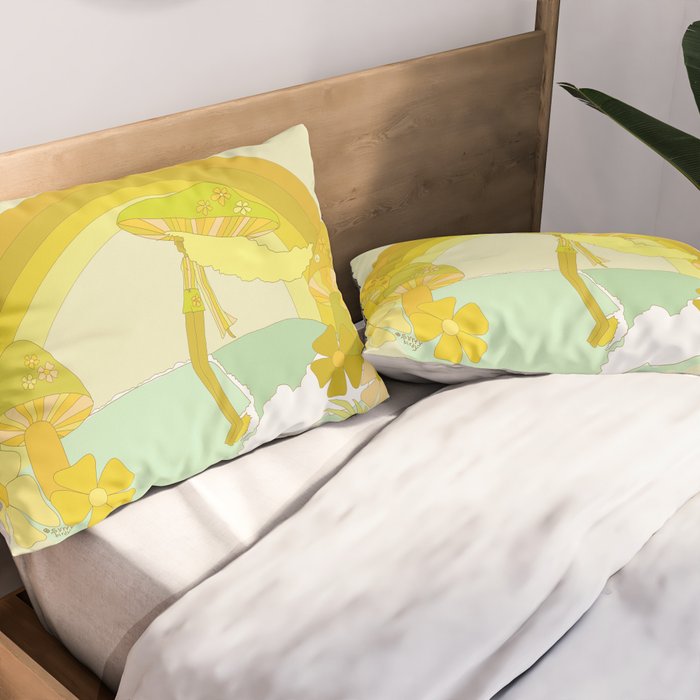 Mushy mushroom longboard surf retro floral daydreams by surfy birdy Pillow Sham Gallery Image 2