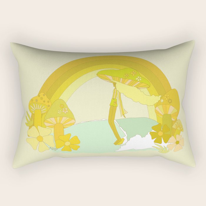 Mushy mushroom longboard surf retro floral daydreams by surfy birdy Rectangular Pillow Gallery Image 2