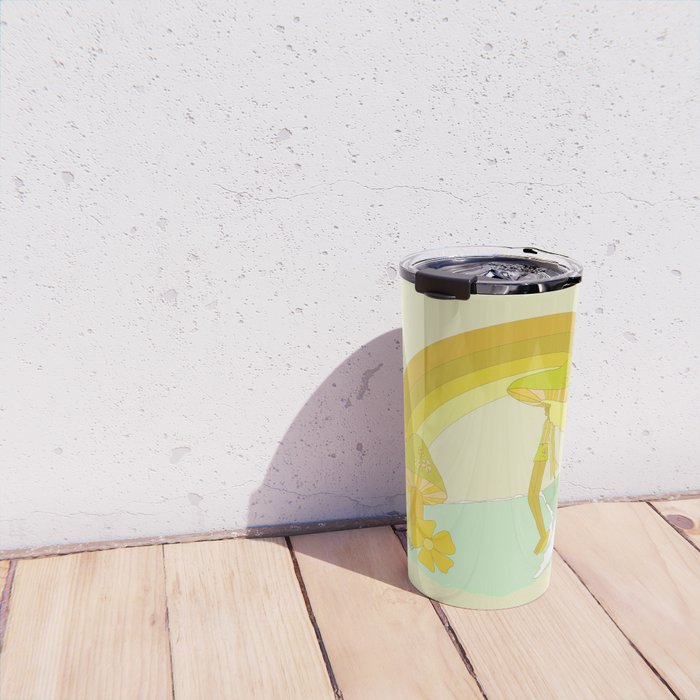Mushy mushroom longboard surf retro floral daydreams by surfy birdy Travel Mug Gallery Image 4