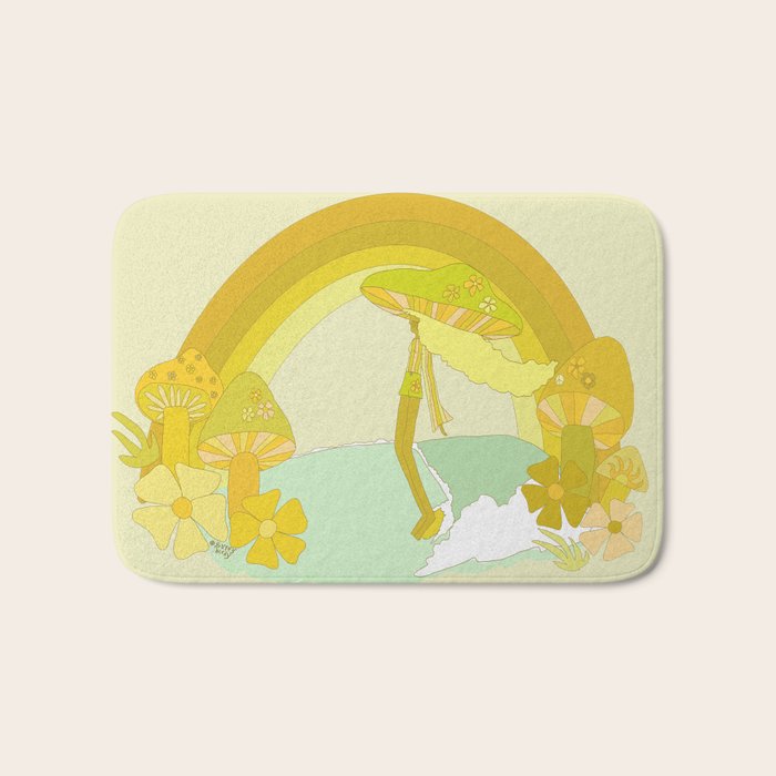 Mushy mushroom longboard surf retro floral daydreams by surfy birdy Bath Mat Gallery Image 1