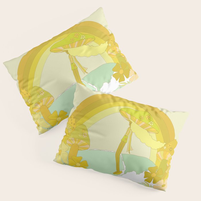 Mushy mushroom longboard surf retro floral daydreams by surfy birdy Pillow Sham Gallery Image 3