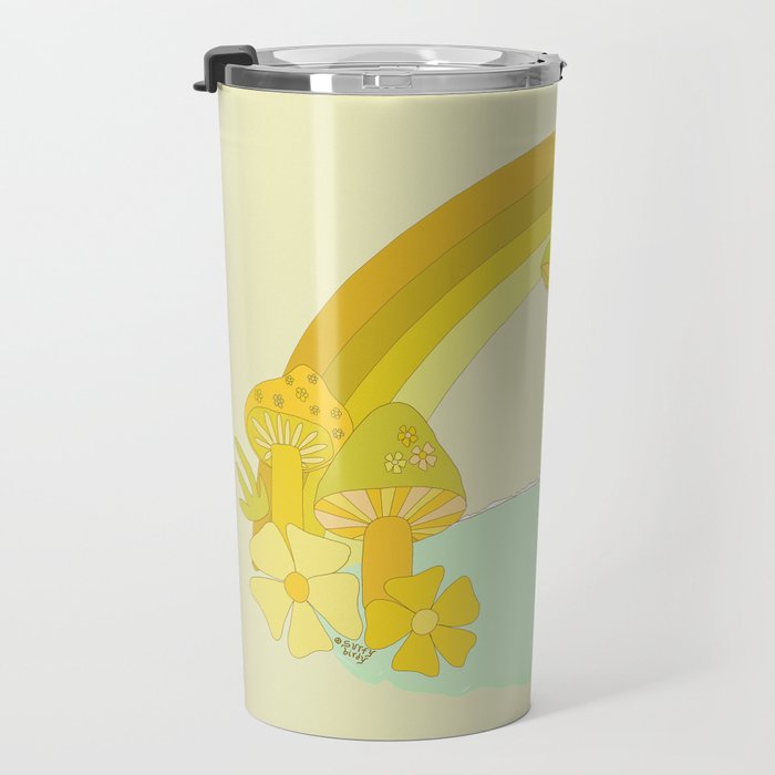Mushy mushroom longboard surf retro floral daydreams by surfy birdy Travel Mug Gallery Image 3