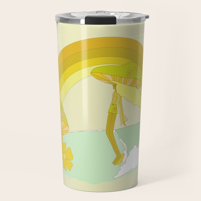 Mushy mushroom longboard surf retro floral daydreams by surfy birdy Travel Mug Gallery Image 1