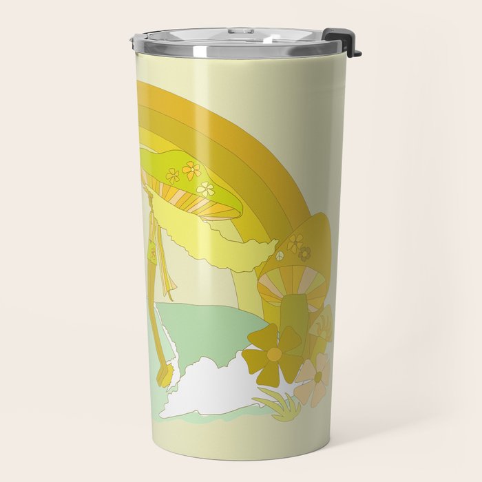 Mushy mushroom longboard surf retro floral daydreams by surfy birdy Travel Mug Gallery Image 2
