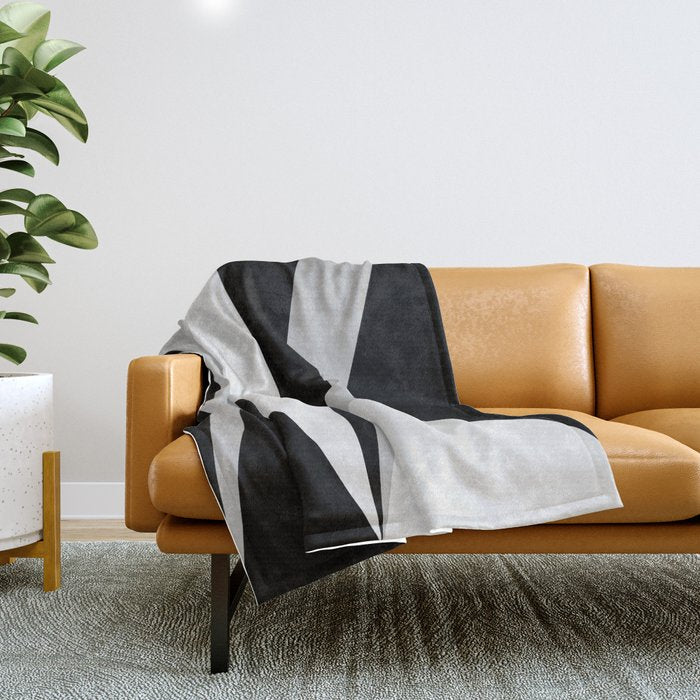 Geometric Triangles VI Black and White Throw Blanket Gallery Image 1