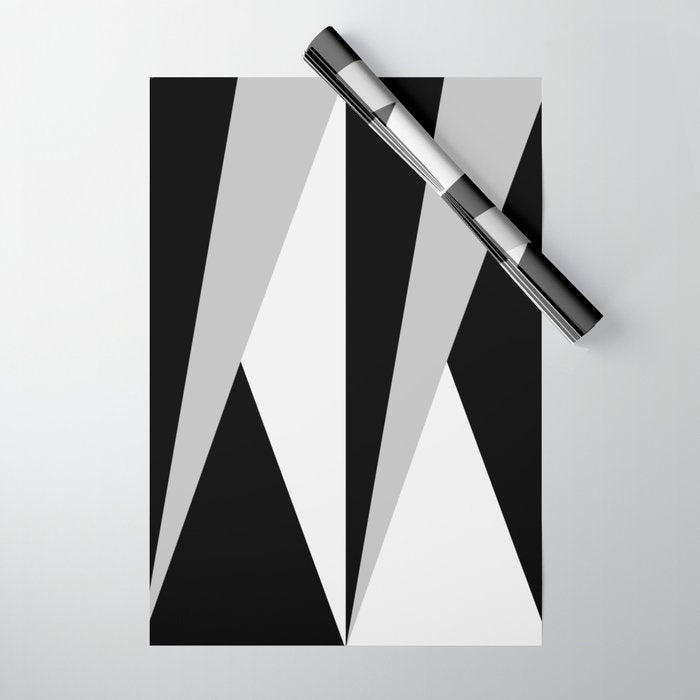 Geometric Triangles VI Black and White Wrapping Paper Gallery Image 1
