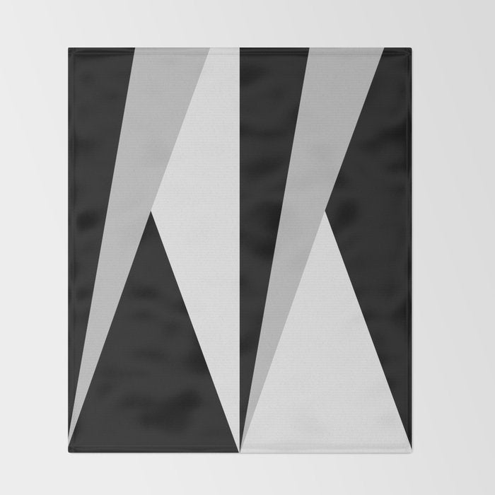 Geometric Triangles VI Black and White Throw Blanket Gallery Image 2