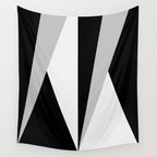 Geometric Triangles VI Black and White Wall Tapestry Gallery Image 4