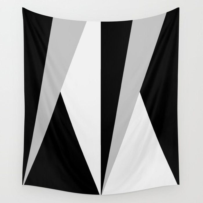 Geometric Triangles VI Black and White Wall Tapestry Gallery Image 4